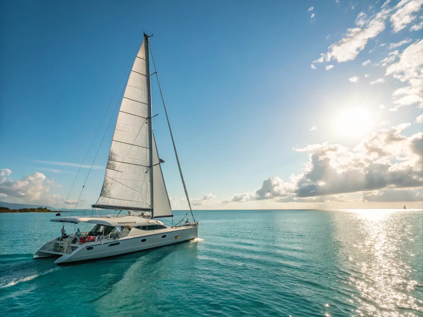 A serene photo of a sunset cruise along the Greek islands, with crystal-clear waters and picturesque white-washed villages in the background. The image evokes relaxation and luxury.